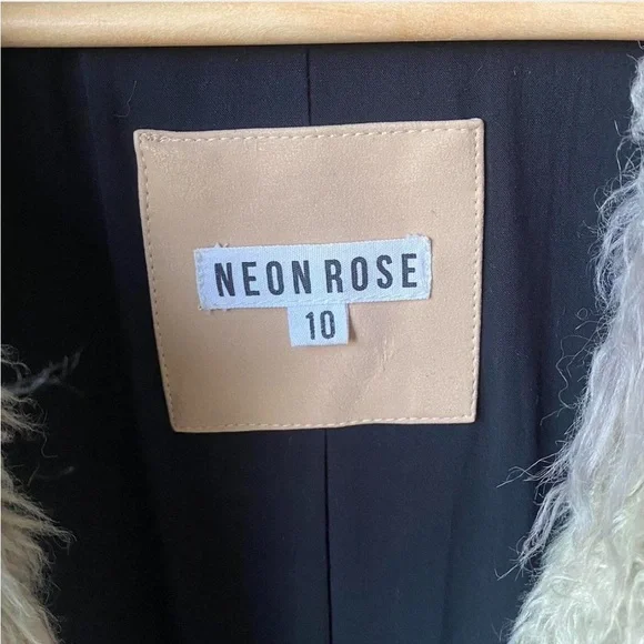 Multicolor patchwork shaggy faux fur coat shearling duster jacket - Picture 2 of 6